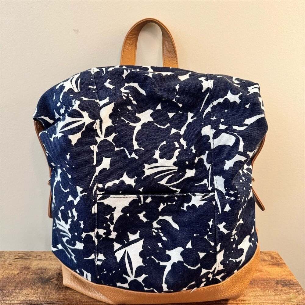 A New Day Mini Backpack Purse Womens Navy White Floral Zip Top Front